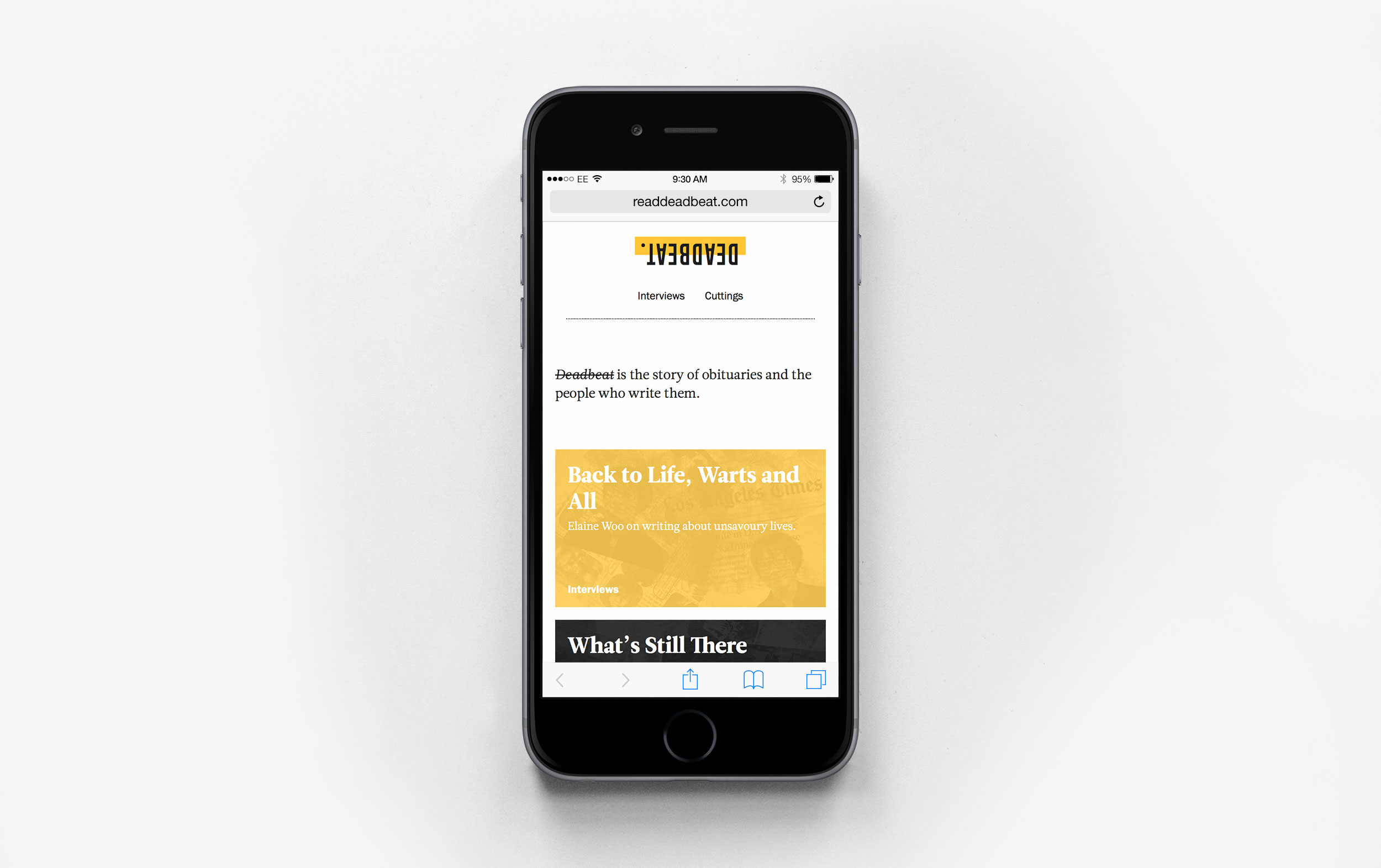 The website on mobile