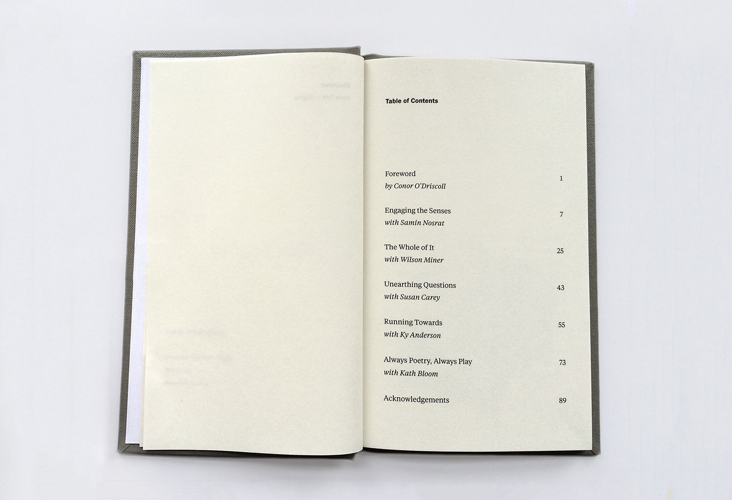 The book's table of contents