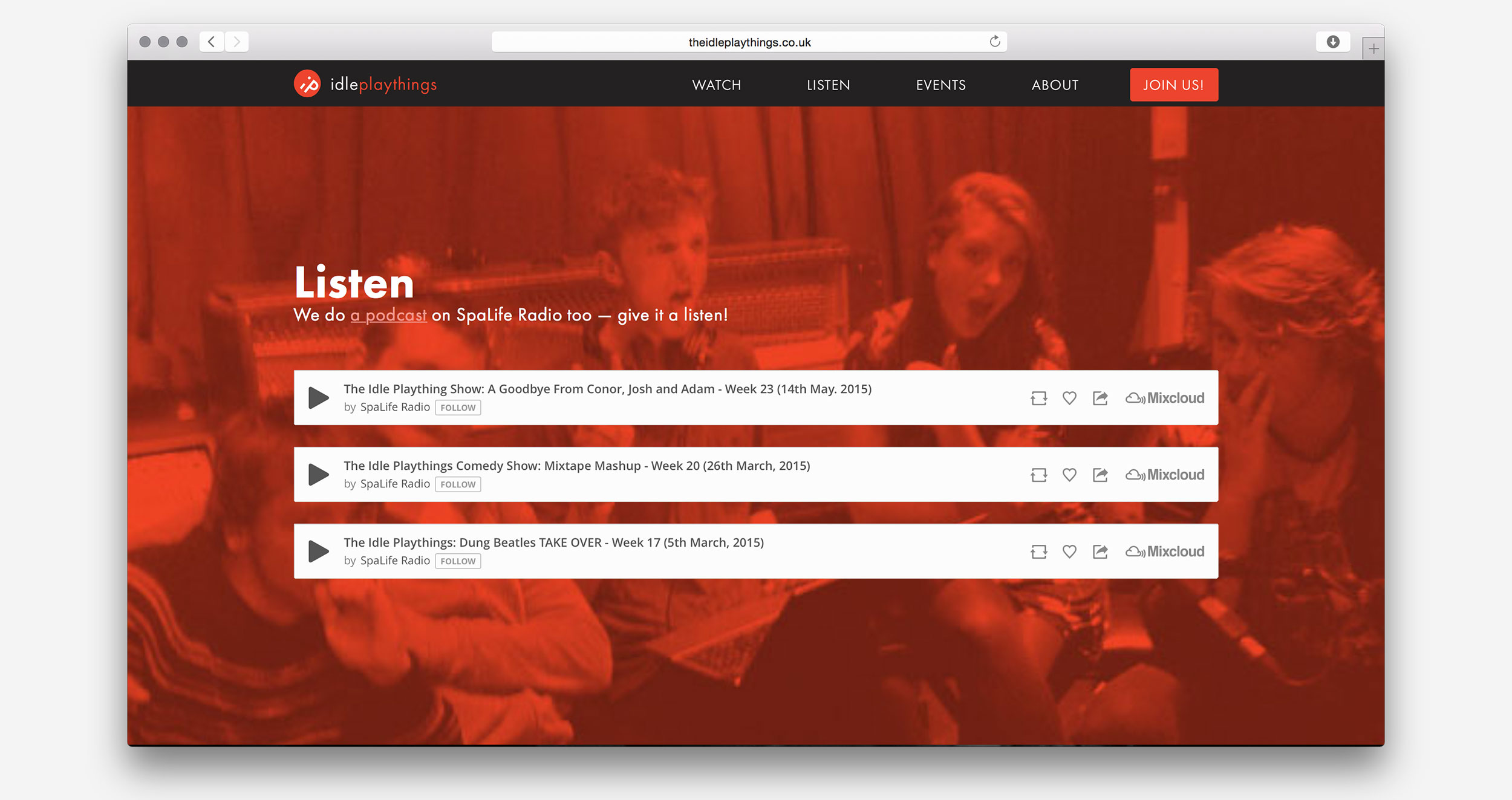 The website's podcast section
